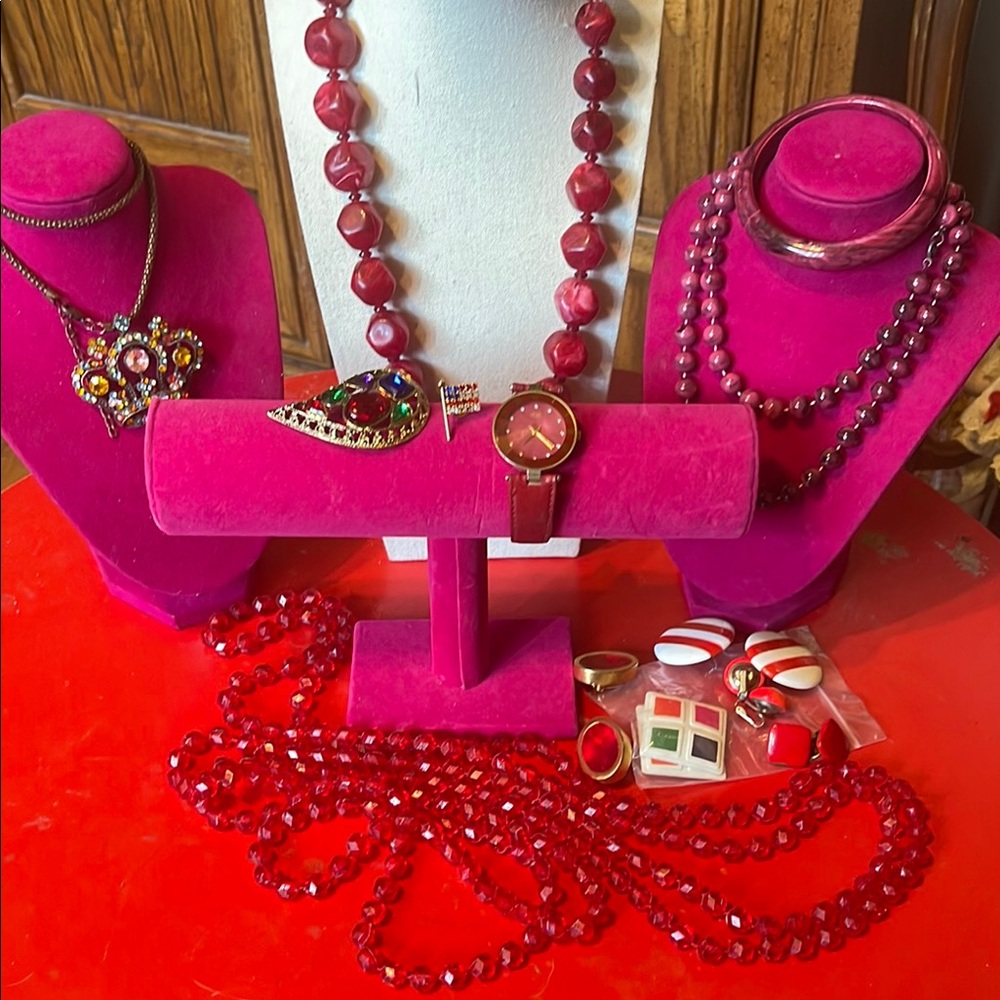 Elegant Red Tone Jewelry LOT